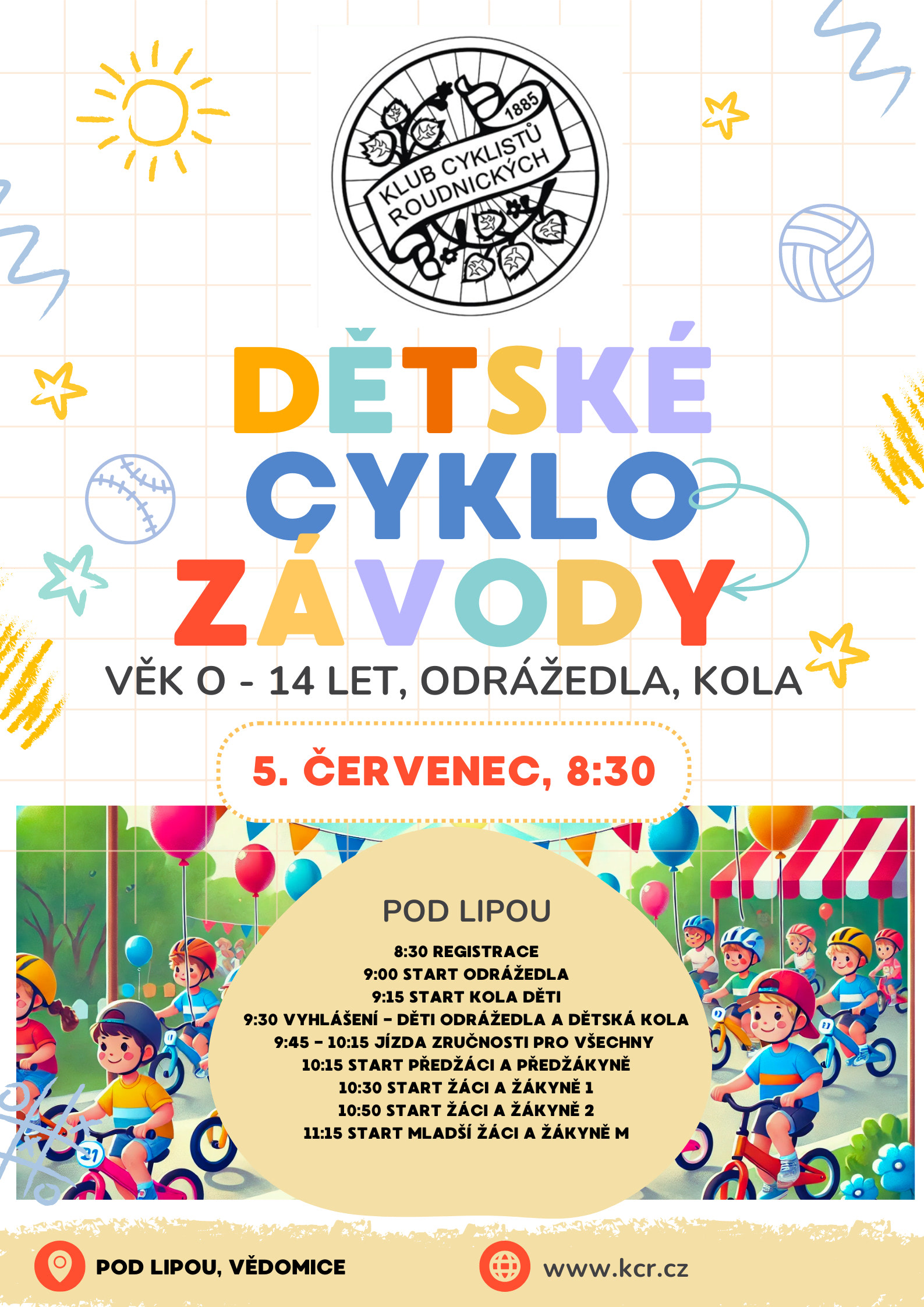 Dětské závody při Memoriálu Zdeňka Bambáska a Giro de Zavadilka – pátek 5. července 2024 od 8.30